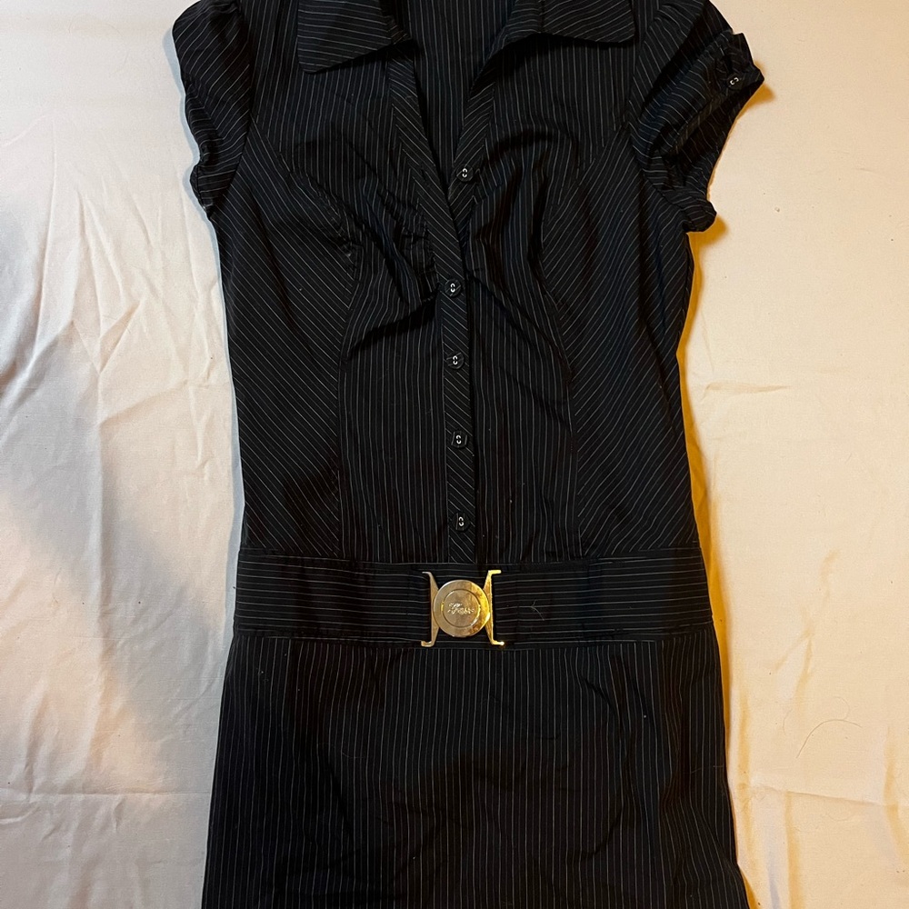 Elegant Black Pinstripe Dress